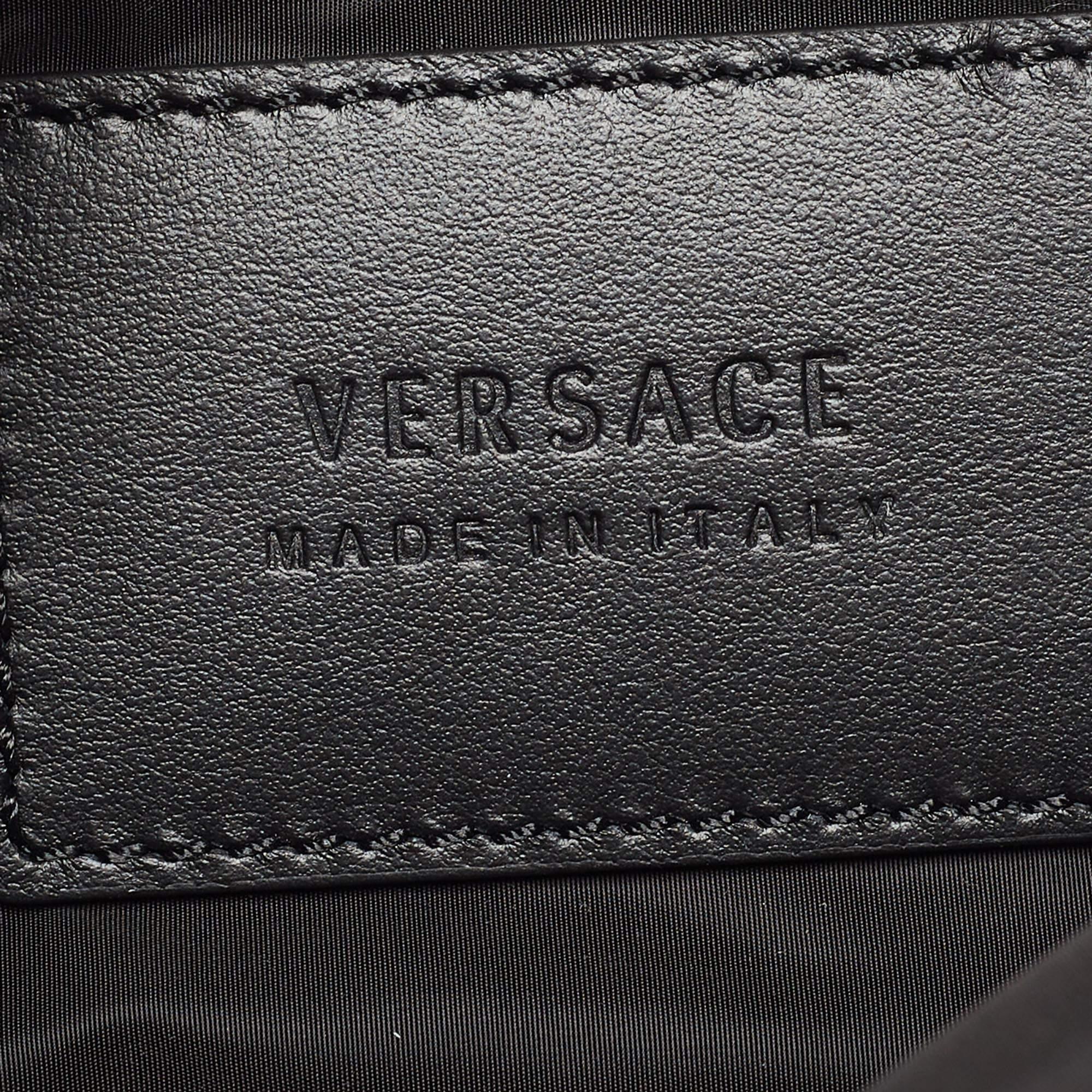 Versace Black/White Nylon Logo Slim Wristlet Pouch 7