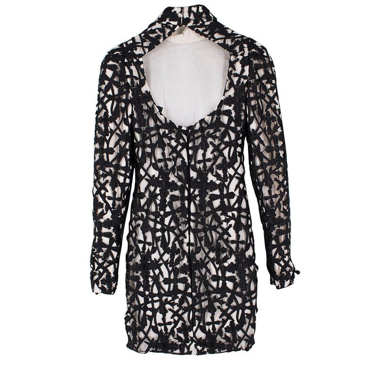 Versace Black and White Silk Lace Dress US 4 For Sale at 1stDibs