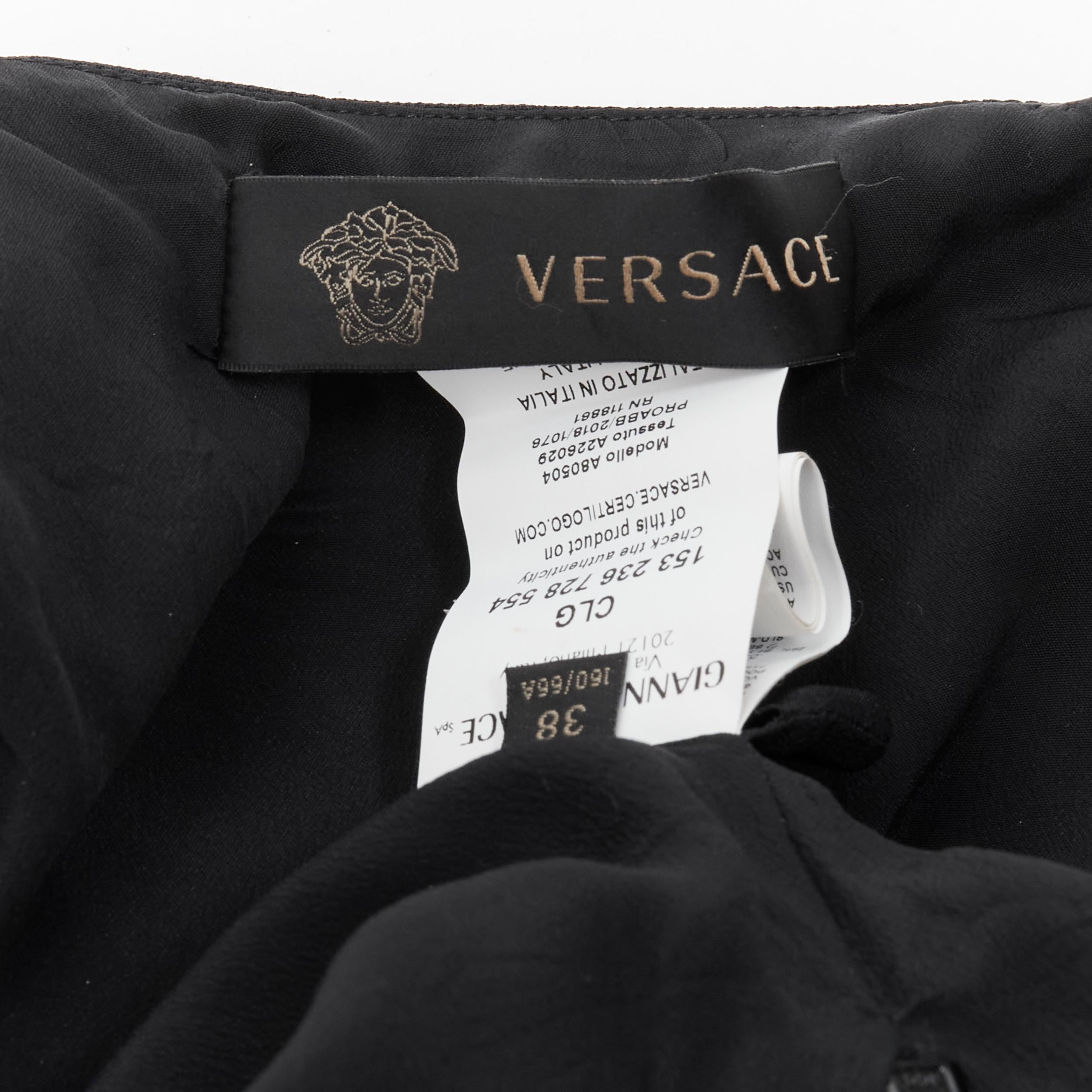 VERSACE black wool crepe gold Medusa button double breasted mini skirt IT38 XS 4