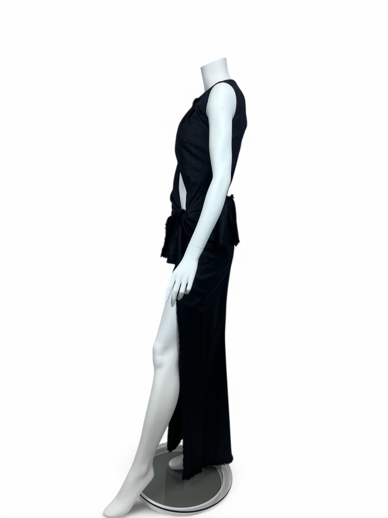 Donna Versace abito in lana nera con spacco Sz: 38 in vendita