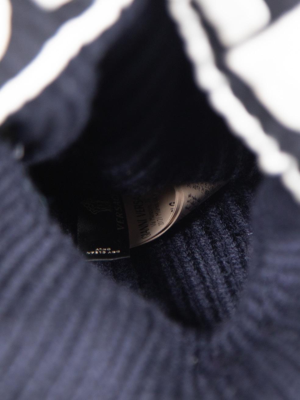 Versace Schwarzes Beanie aus Wolle mit Stickerei Damen im Angebot