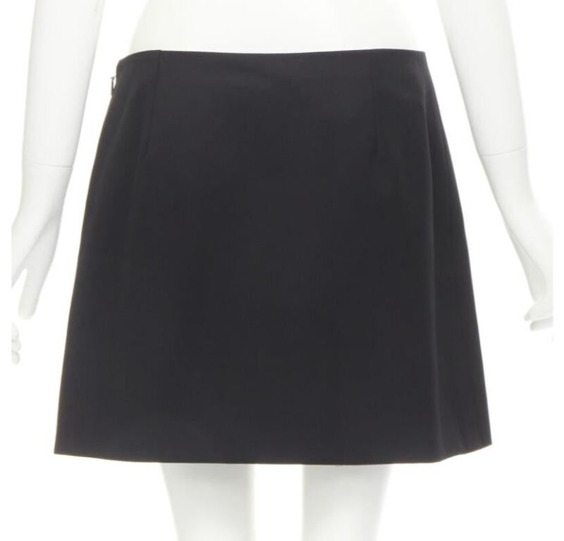 VERSACE black wool gold Medusa safety pin high slit mini skirt IT42 M For Sale 1