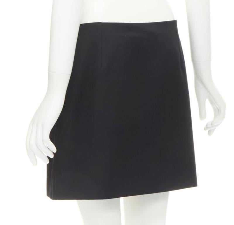 VERSACE black wool gold Medusa safety pin high slit mini skirt IT42 M For Sale 2