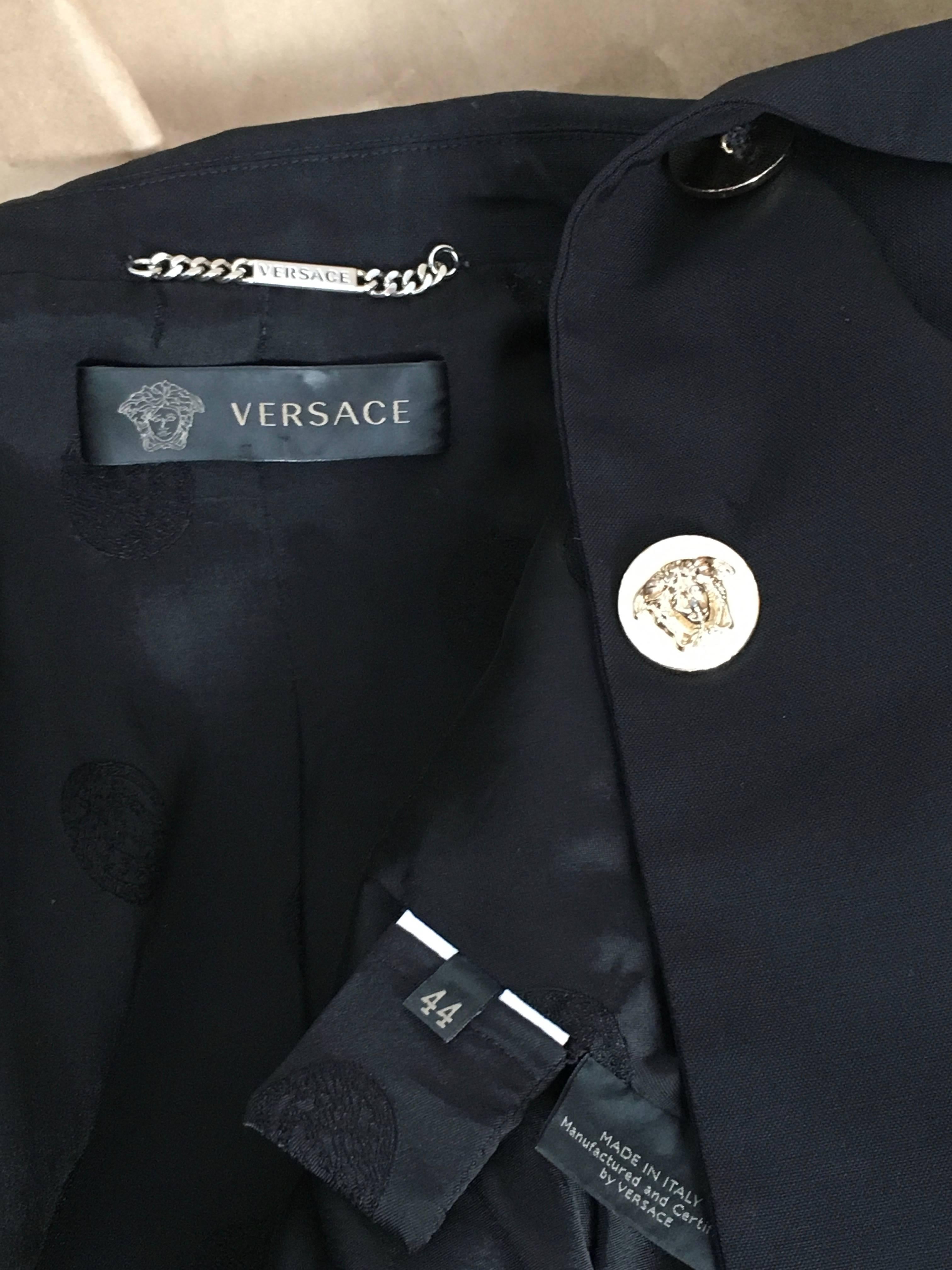Versace Black Wool Jacket Size 6. For Sale 6