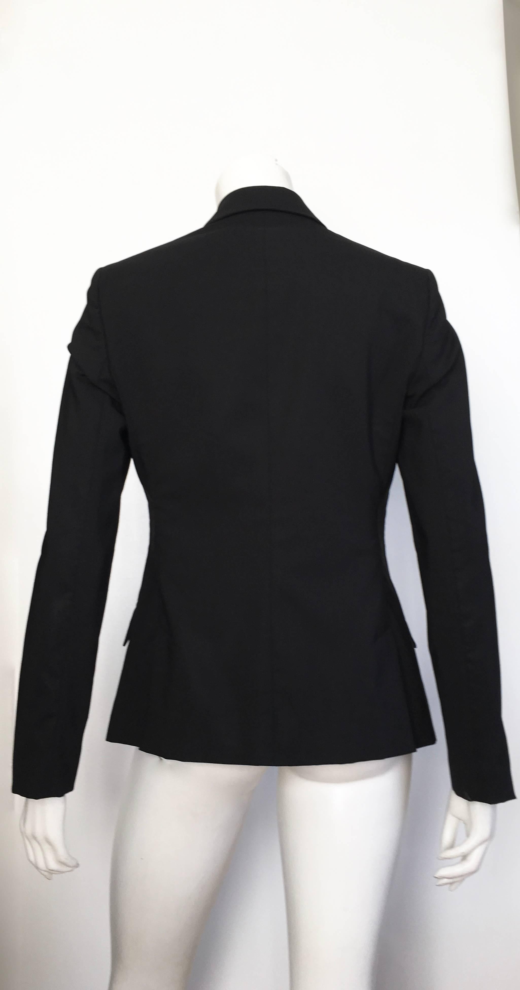 Versace Black Wool Jacket Size 6. For Sale 2