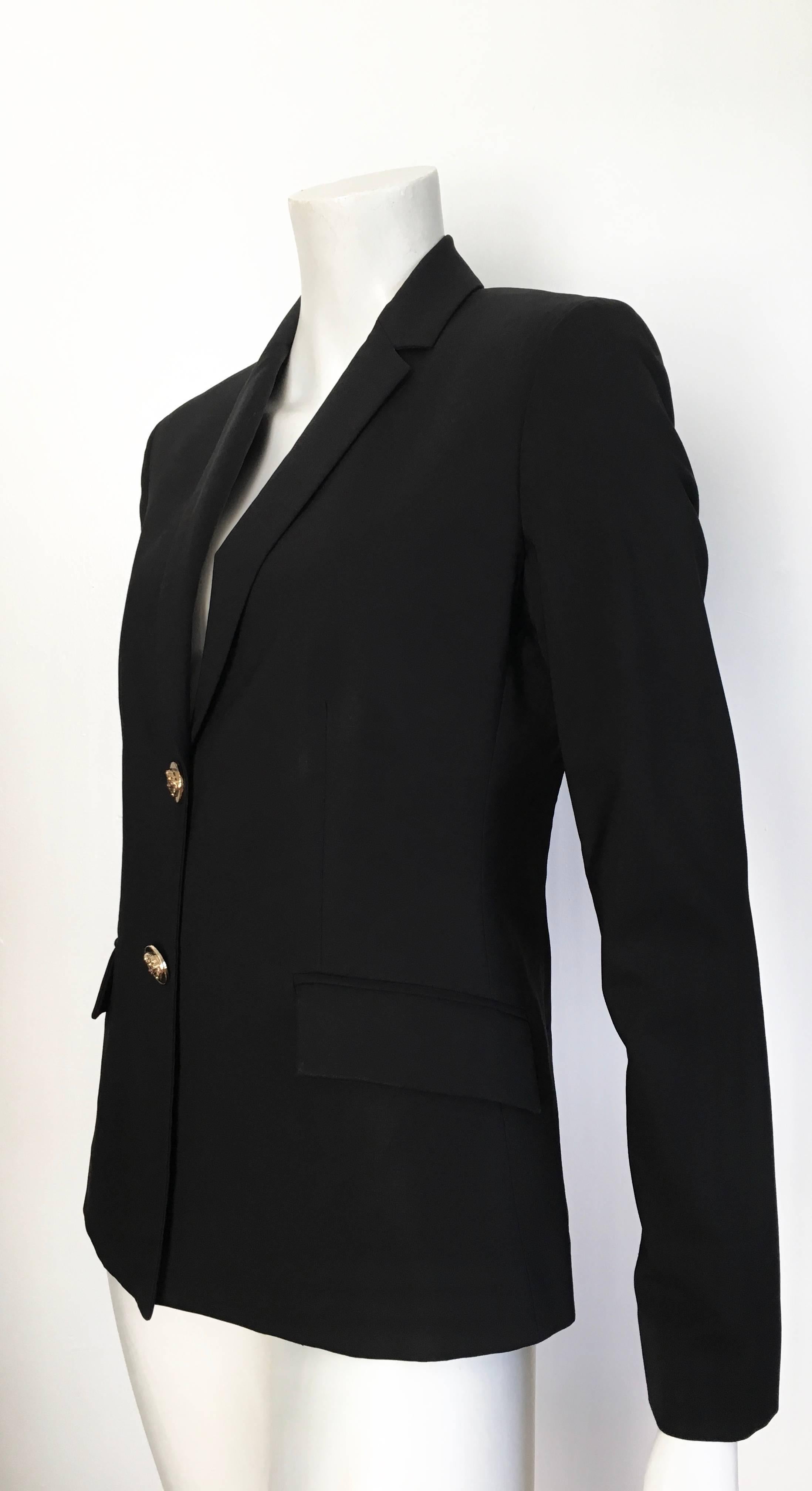 Versace Black Wool Jacket Size 6. For Sale 4