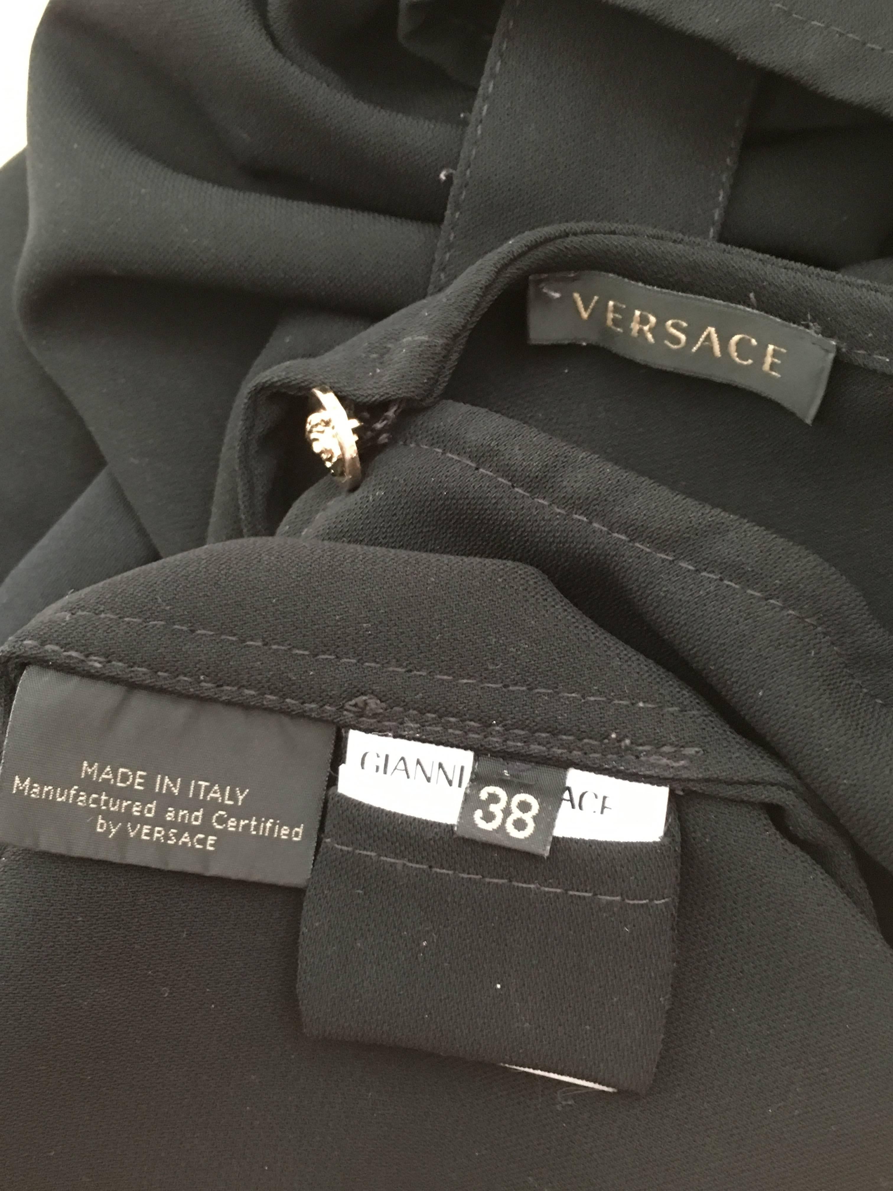 Versace Black Wool Long Sleeve Blouse Size 4. For Sale 6
