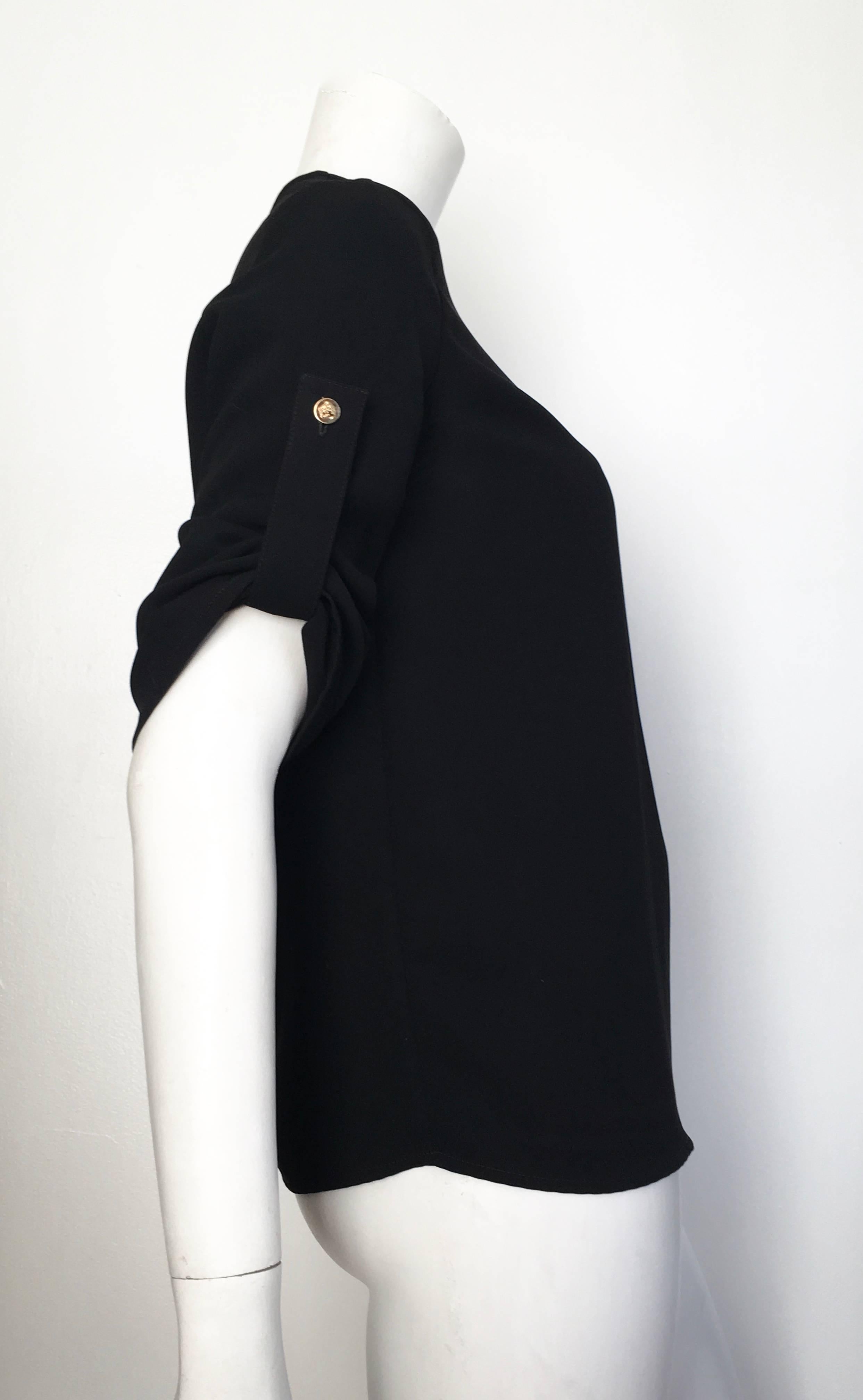 Versace Black Wool Long Sleeve Blouse Size 4. For Sale 1