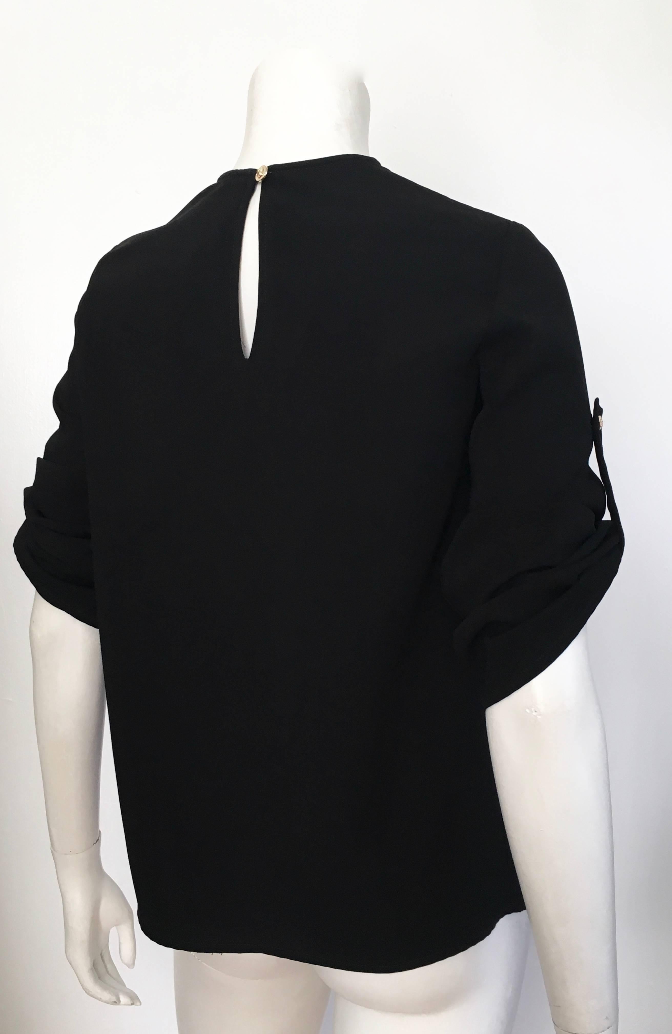 Versace Black Wool Long Sleeve Blouse Size 4. For Sale 2