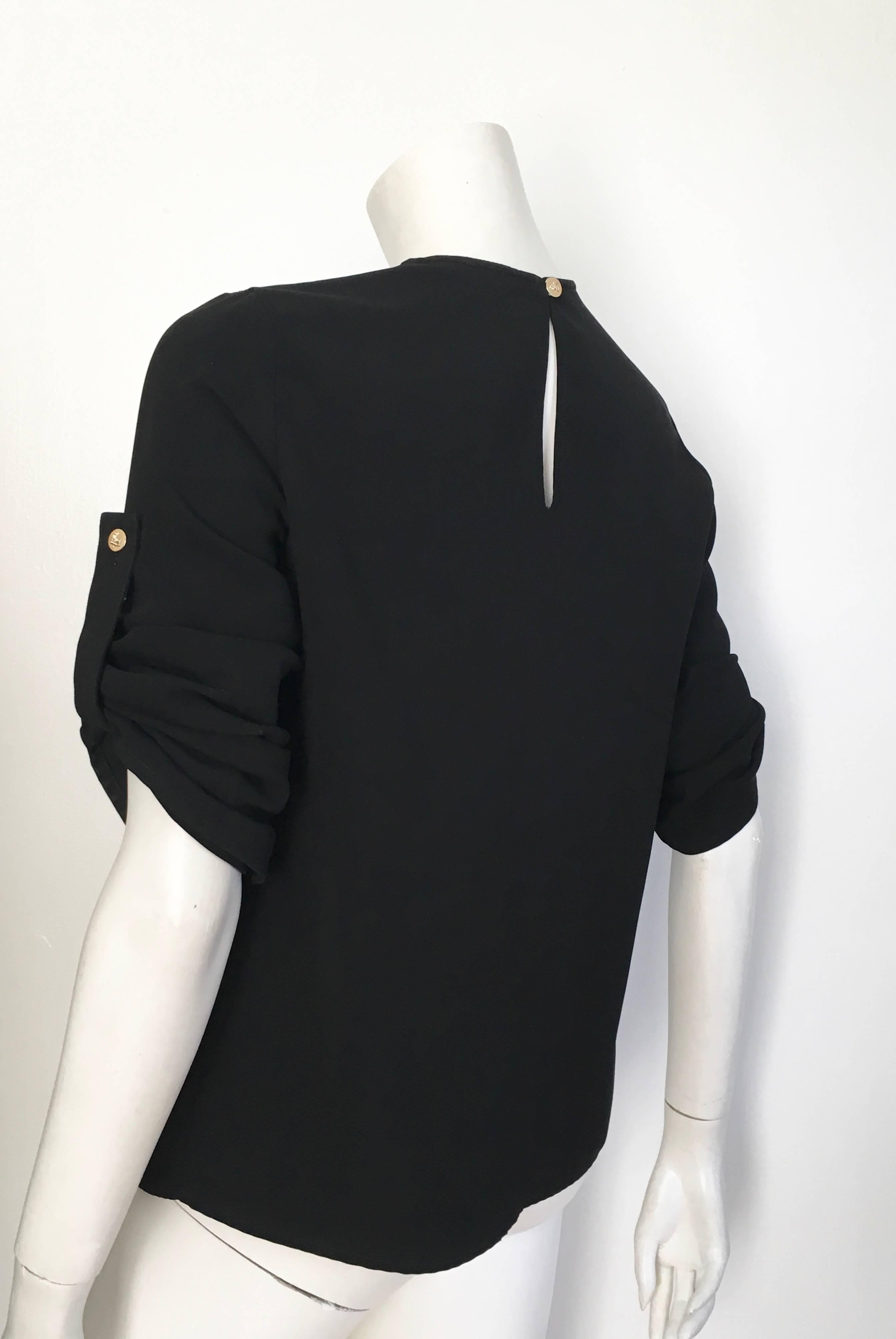 Versace Black Wool Long Sleeve Blouse Size 4. For Sale 4