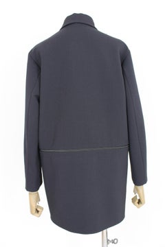 Versace Black Wool Pinstripe Long Coat