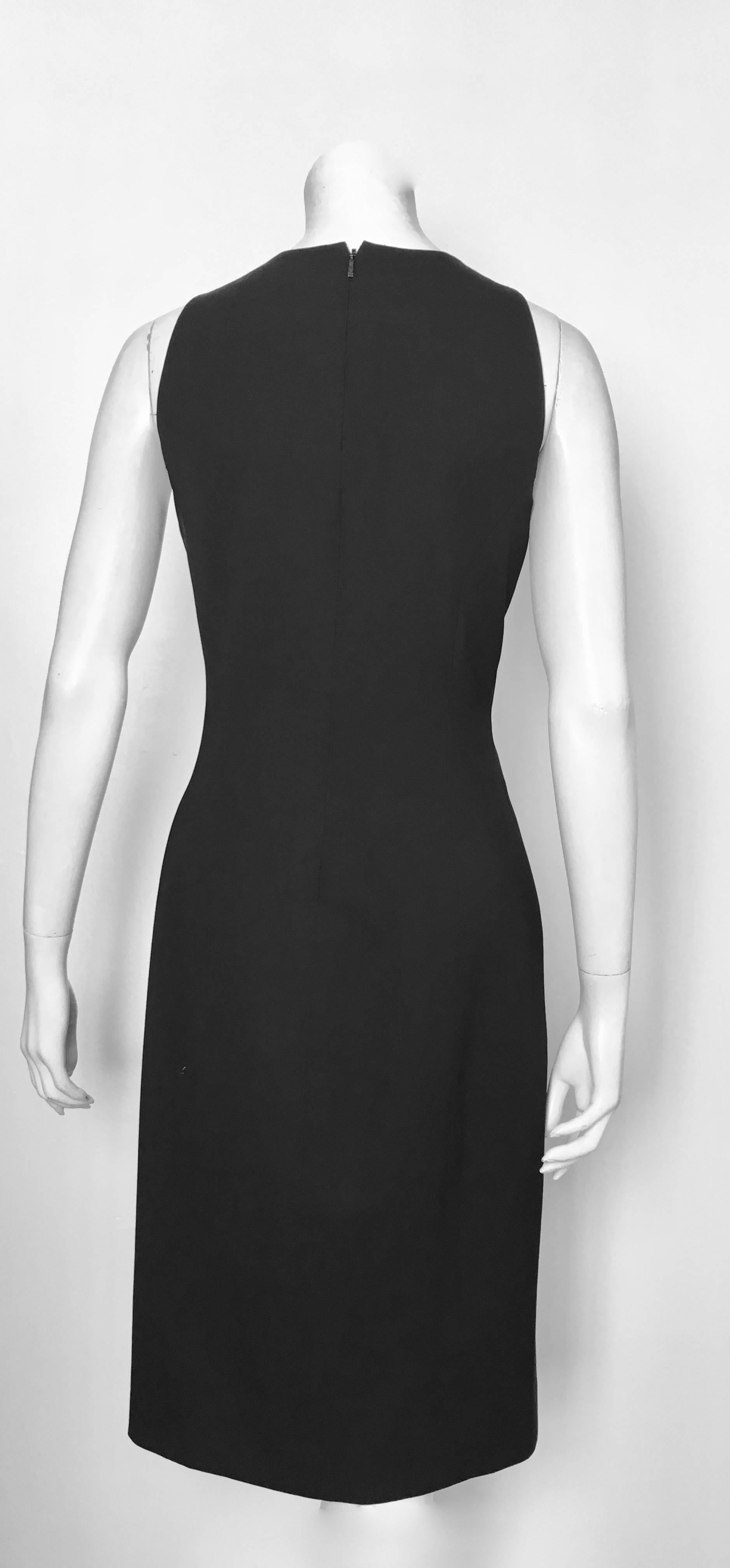 Versace Black Wool Sleeveless Sheath Dress Size 8. For Sale 2