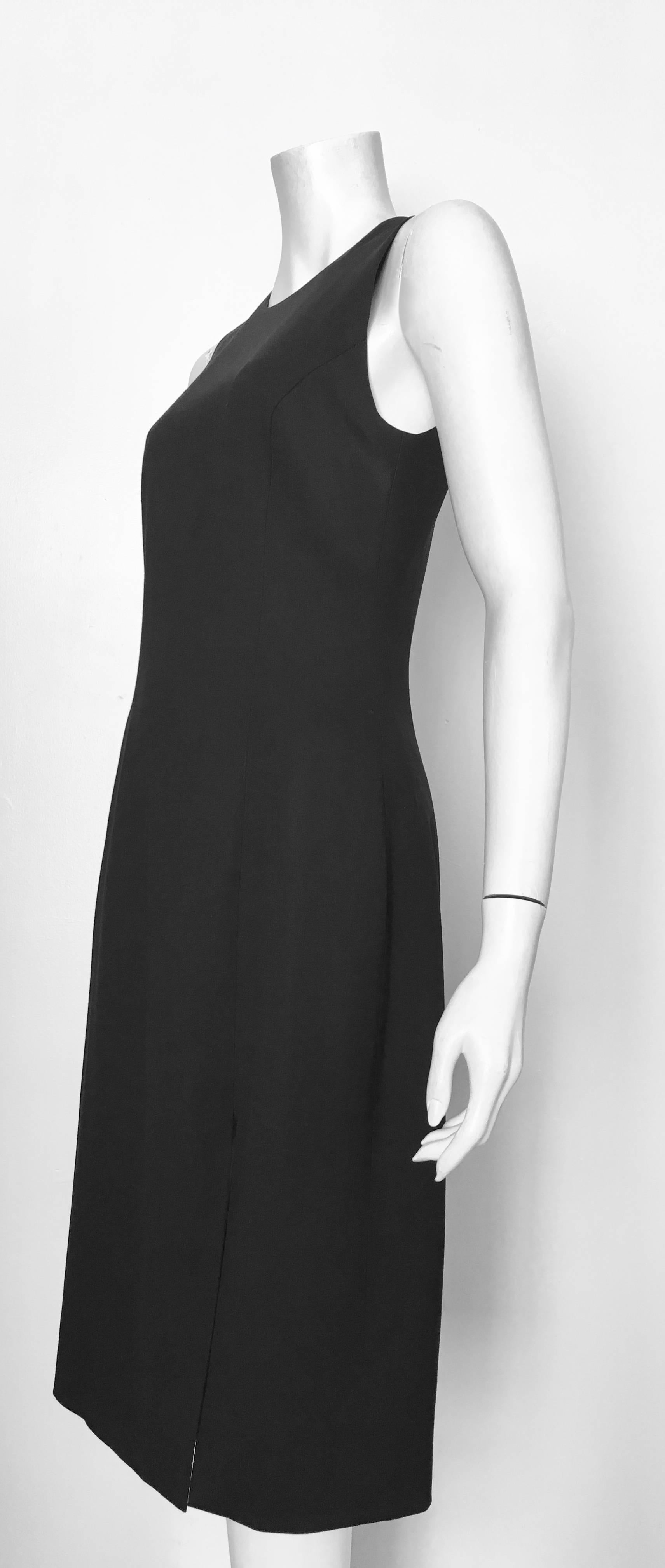 Versace Black Wool Sleeveless Sheath Dress Size 8. For Sale 3