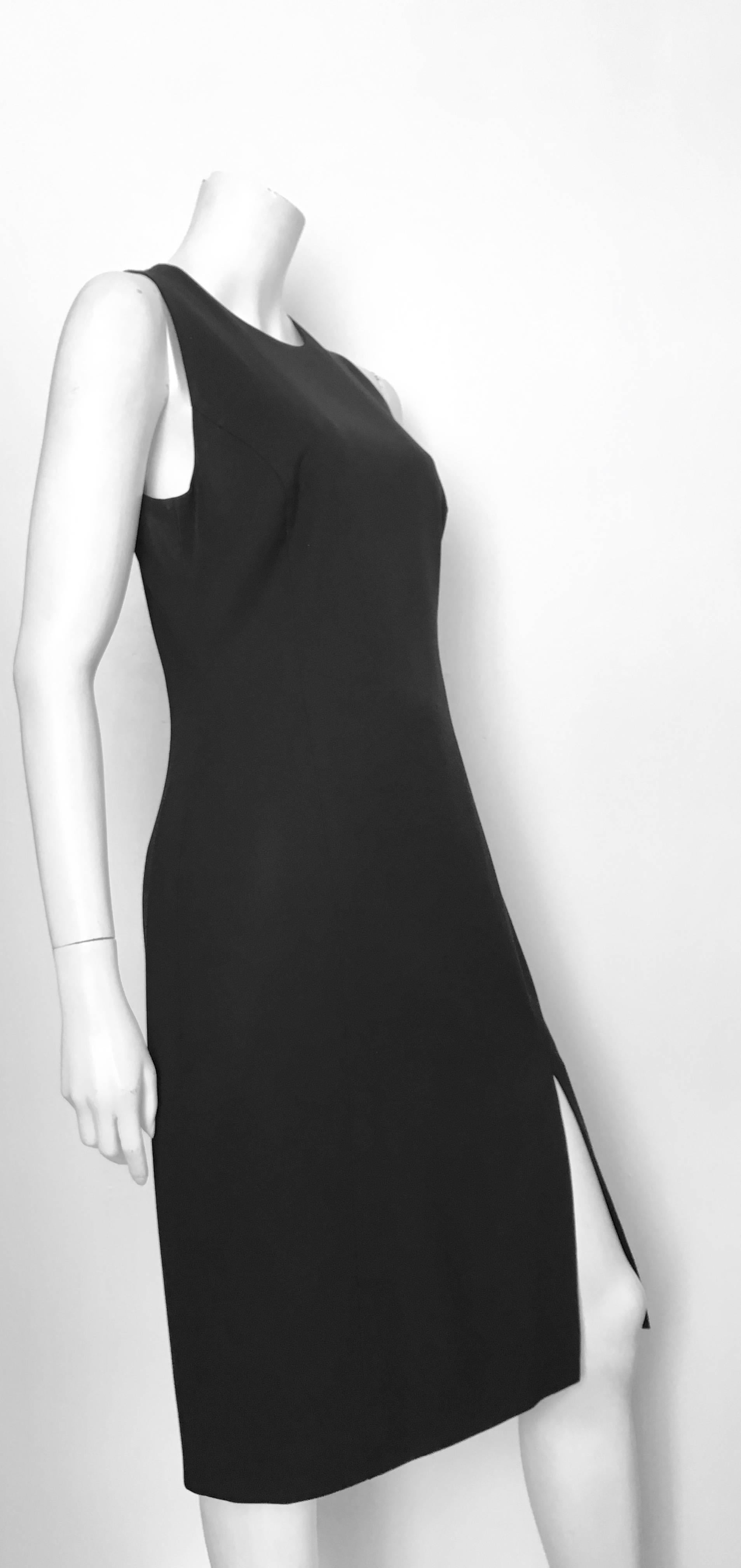 Versace Black Wool Sleeveless Sheath Dress Size 8. For Sale 4