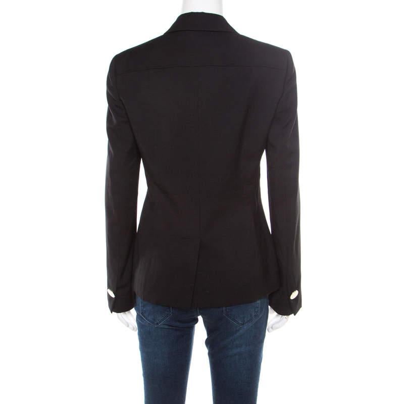 Versace Black Wool Tailored Blazer M In Good Condition For Sale In Dubai, Al Qouz 2