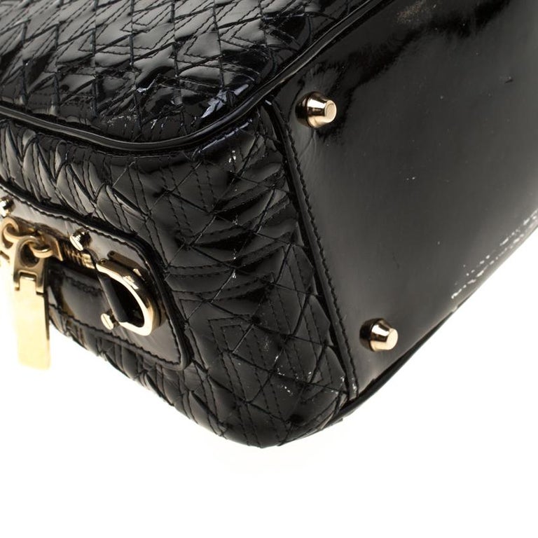 Versace Black Woven Patent Leather Snap Out Of It Satchel at 1stDibs