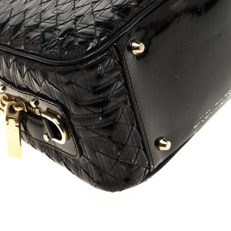 Versace Black Woven Patent Leather Snap Out Of It Satchel 1