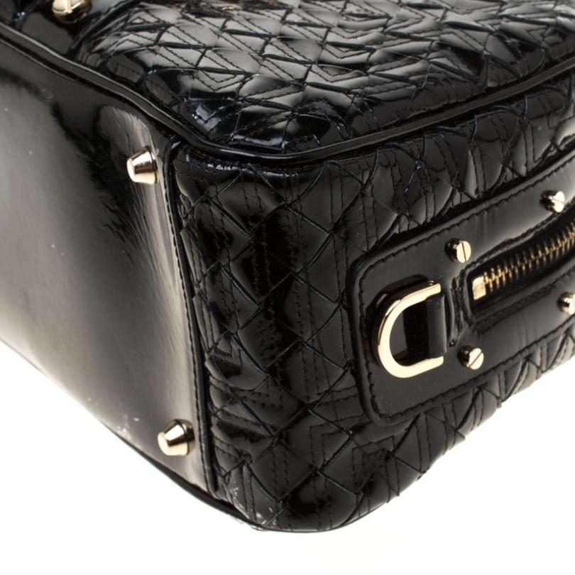 Versace Black Woven Patent Leather Snap Out Of It Satchel 2