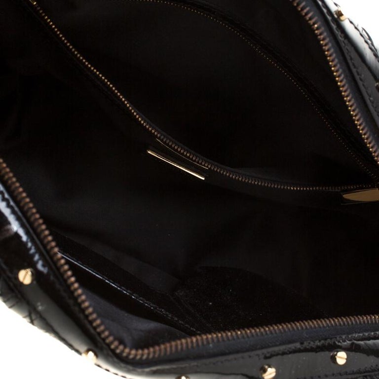 Versace Black Woven Patent Leather Snap Out Of It Satchel at 1stDibs