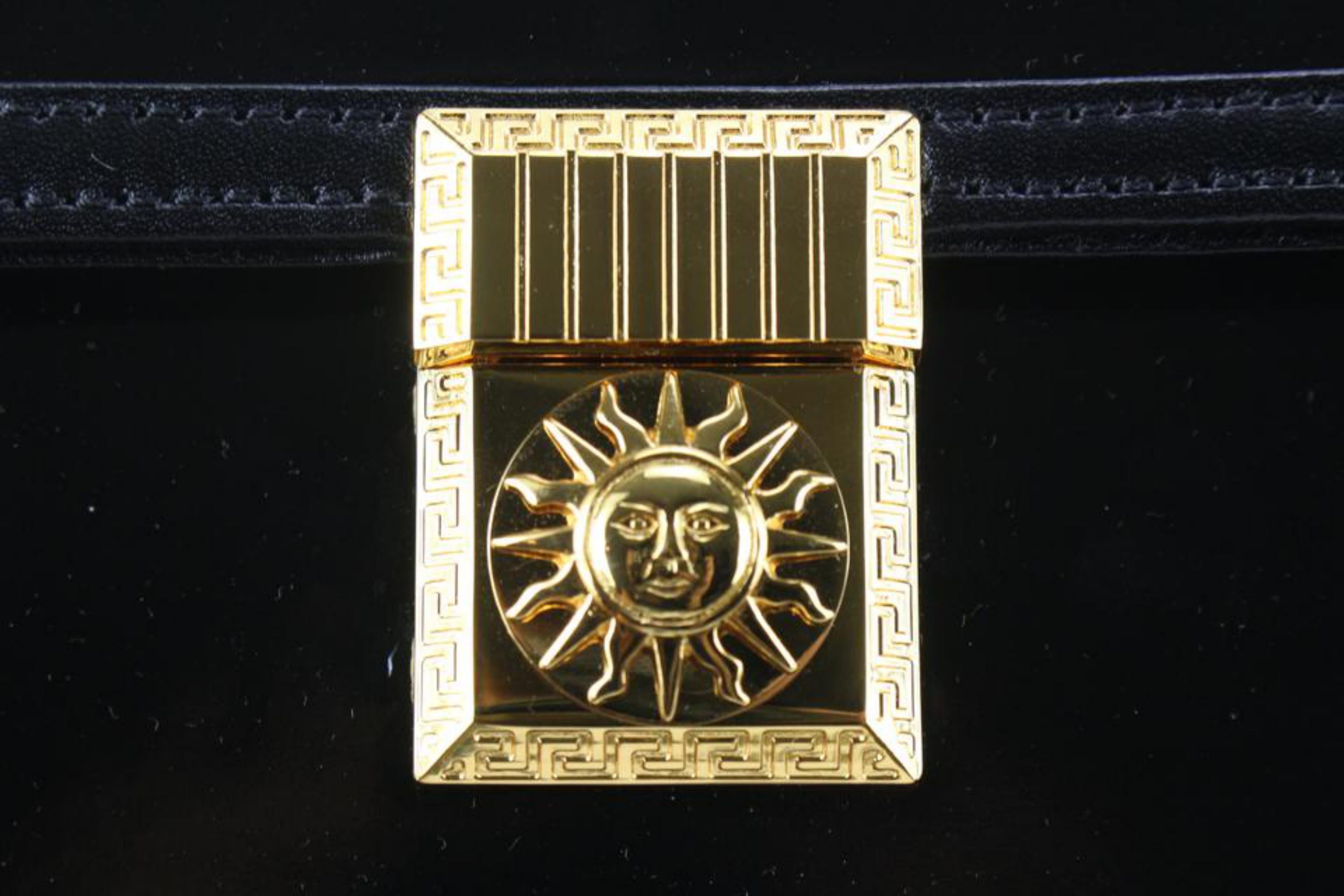 Versace Black x Gold Patent Leather Sun Vanity Box Trunk Handle Bag 54v815s 2