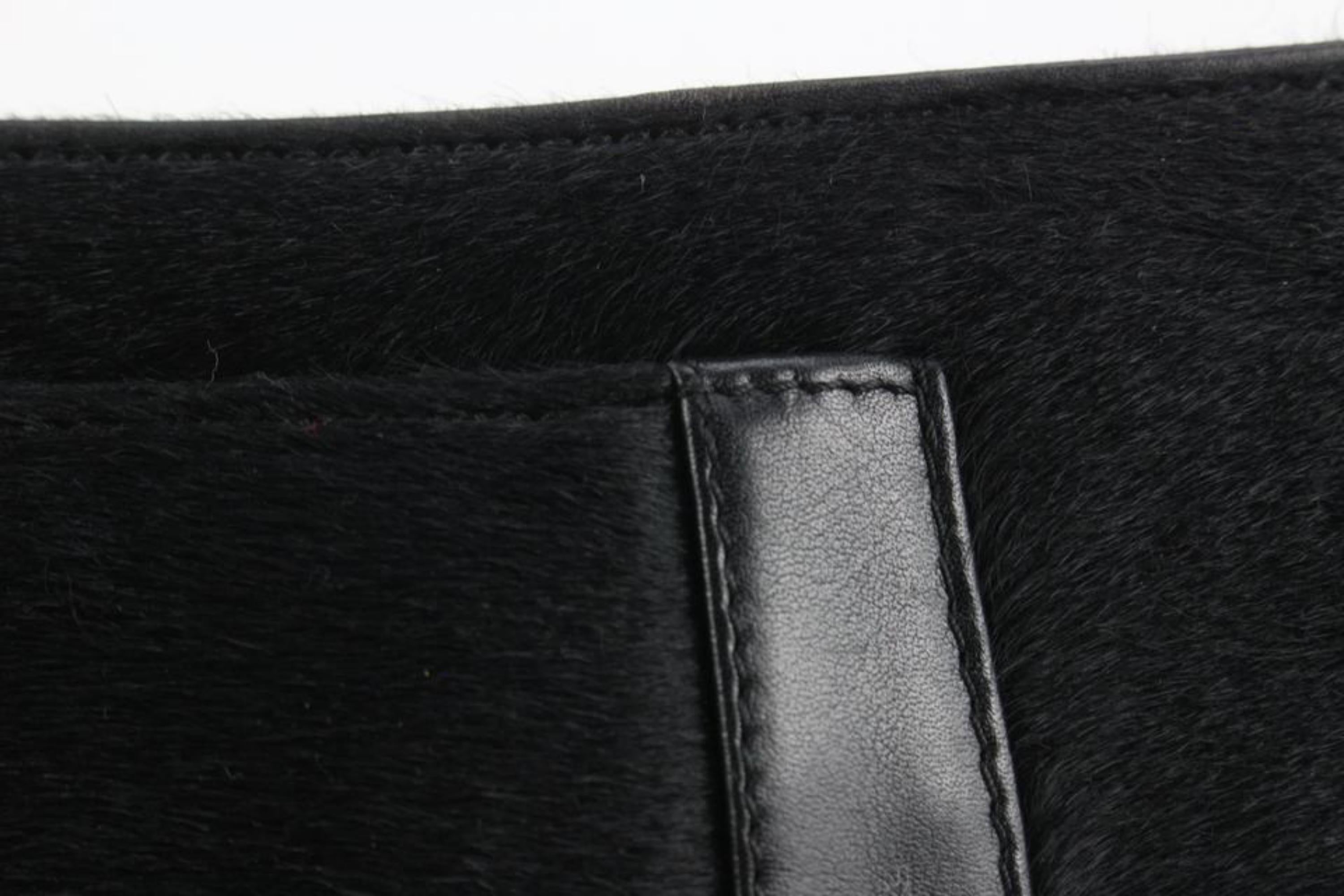Versace Black x Gold Pony Hair Fur Shoulder bag 1216v27 For Sale 1