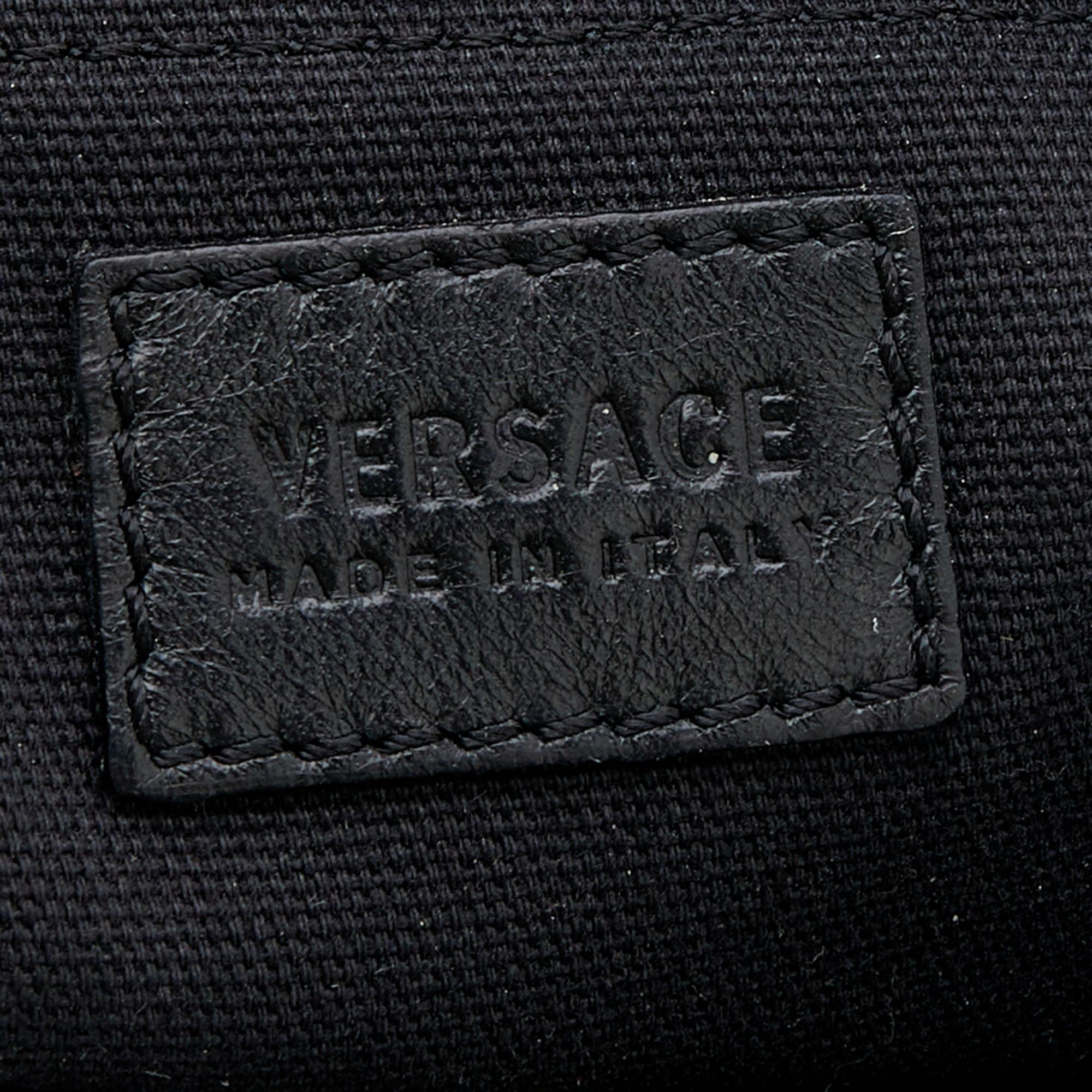 Versace Black/Yellow Barocco Medusa Print Leather Chain Shoulder Bag 5