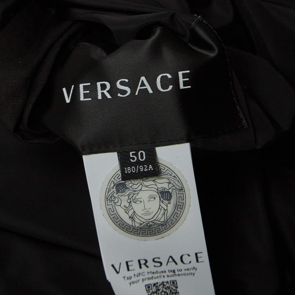 Men's Versace Black/Yellow Baroque Print Nylon Reversible Puffer Jacket L