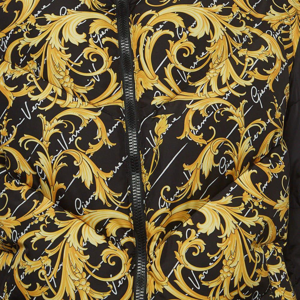 Versace Black/Yellow Baroque Print Nylon Reversible Puffer Jacket L 4