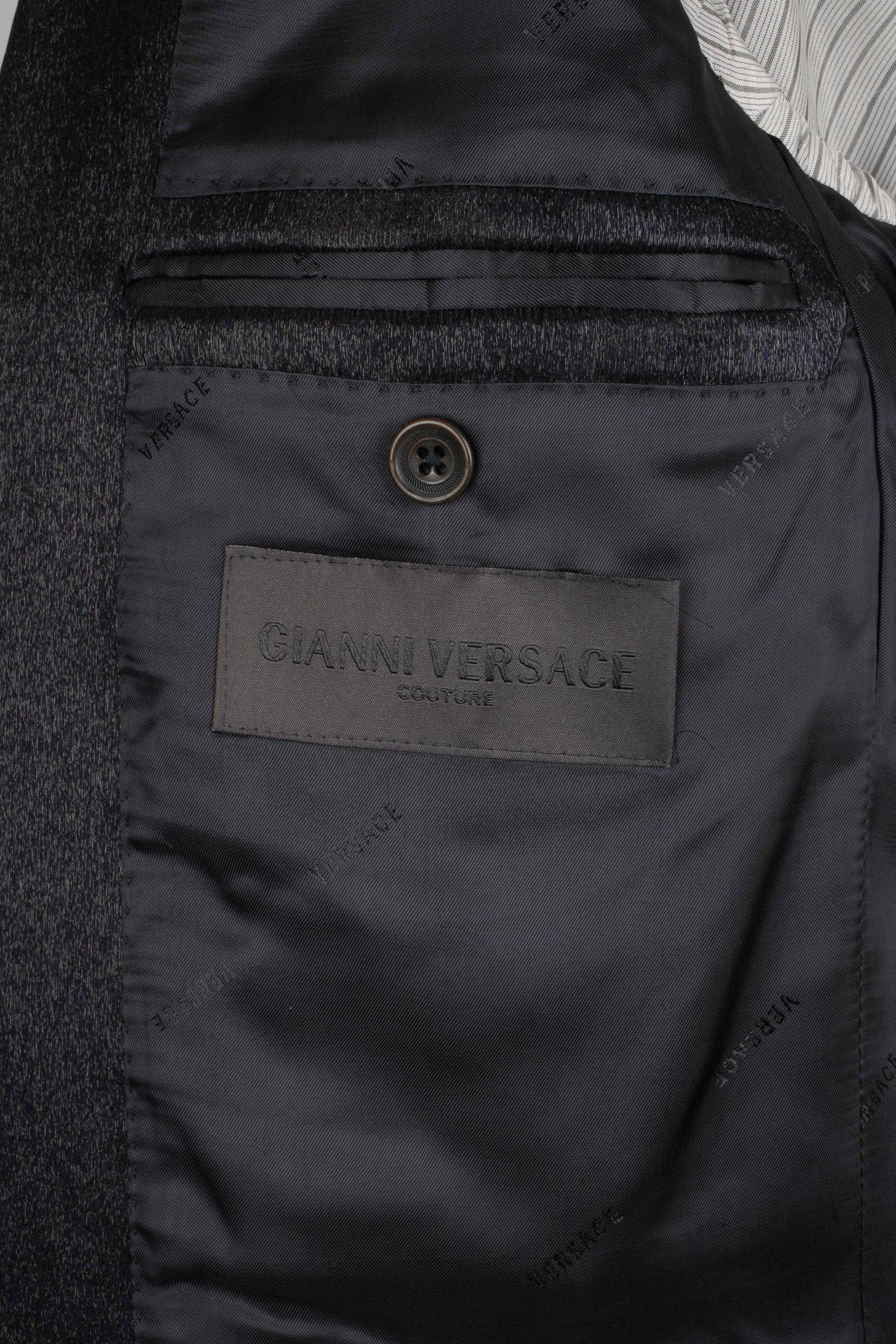 Versace Dunkel-blaue Jacke aus Wollmischgewebe für Männer im Angebot 5