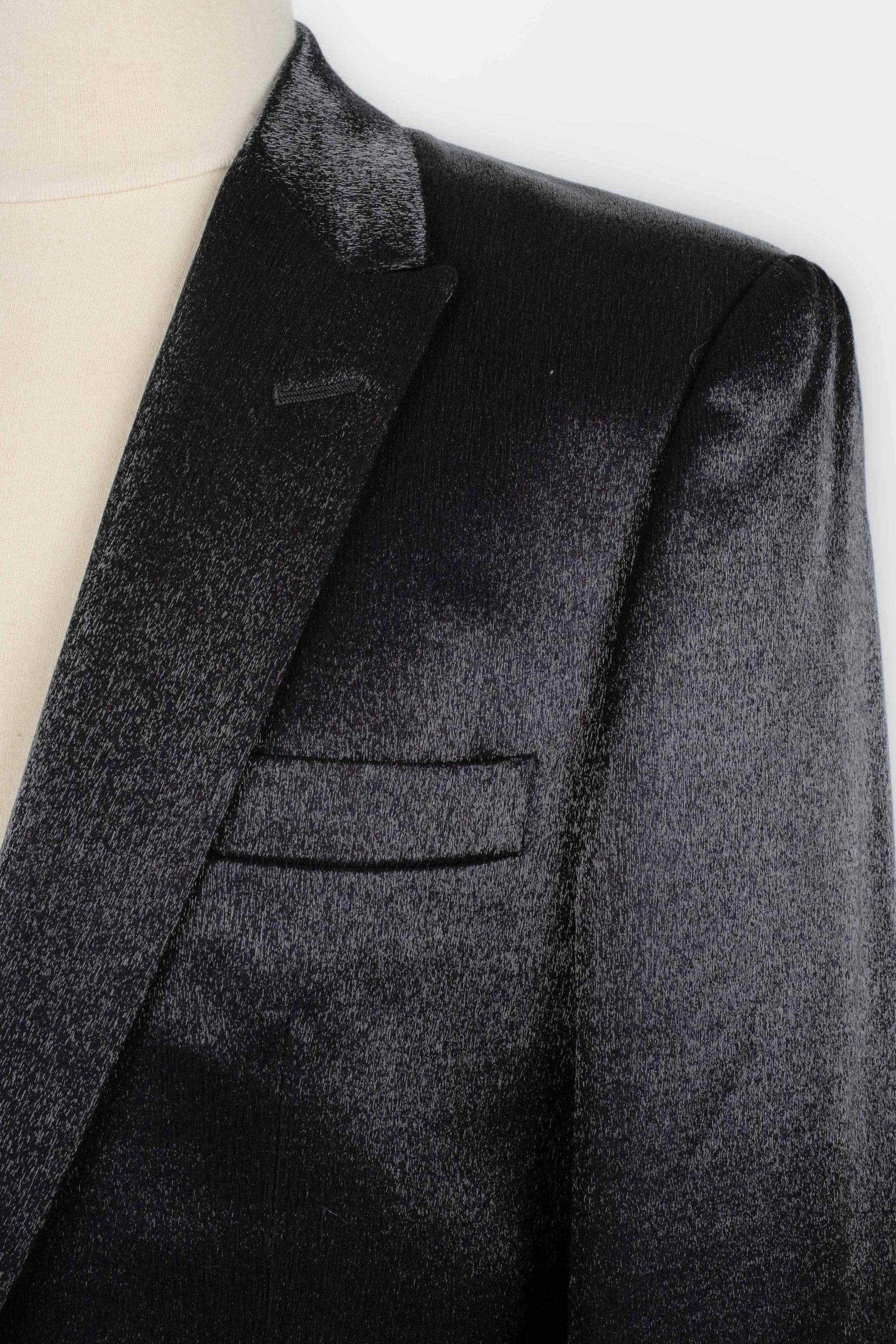 Versace Dunkel-blaue Jacke aus Wollmischgewebe für Männer im Angebot 1