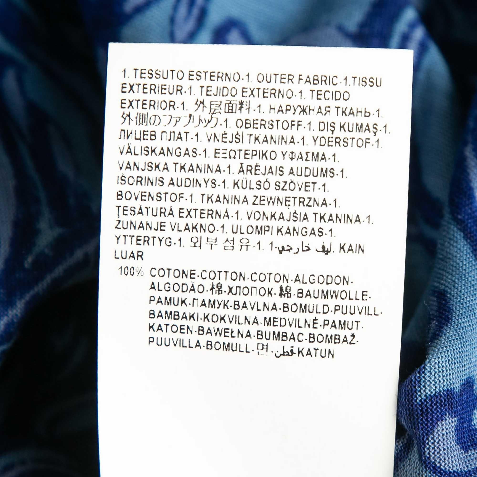 Versace Blue Baroque Print Cotton Jersey Crew Neck T-Shirt XXL For Sale 3