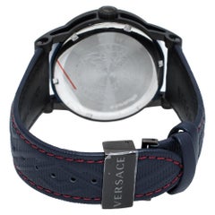 Versace Blue Black Ion Plated Palazzo Empire VERD00118 Men's Wristwatch 43 mm