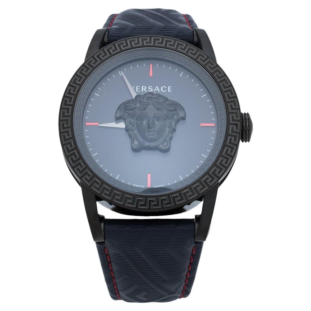 Versace Blue Black Ion Plated Palazzo Empire VERD00118 Men's Wristwatch 43 mm