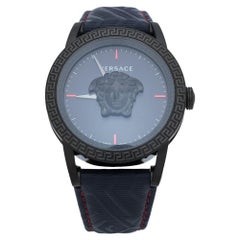 Versace Blue Black Ion Plated Palazzo Empire VERD00118 Montre-bracelet pour homme 43 mm