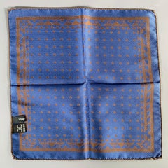 VERSACE Blue Brown Dots Silk Pocket Square
