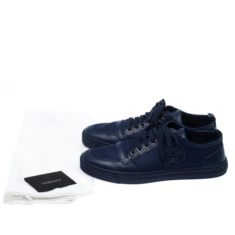 Versace Blue Canvas and Leather Medusa Head Low Top Sneakers Size 43.5 For  Sale at 1stDibs
