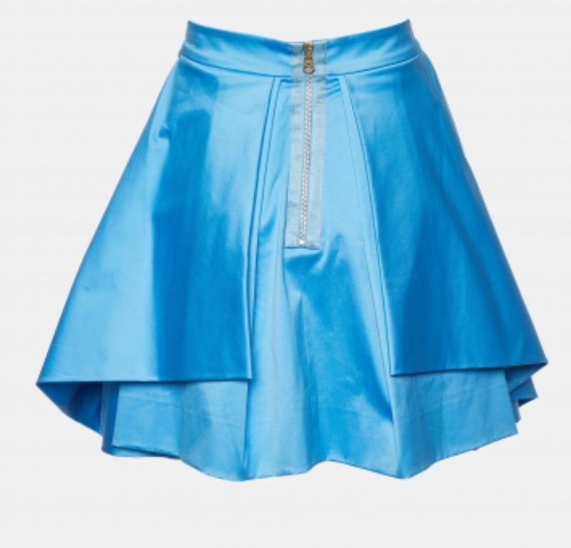 Versace Minifalda plisada de algodón azul M 1