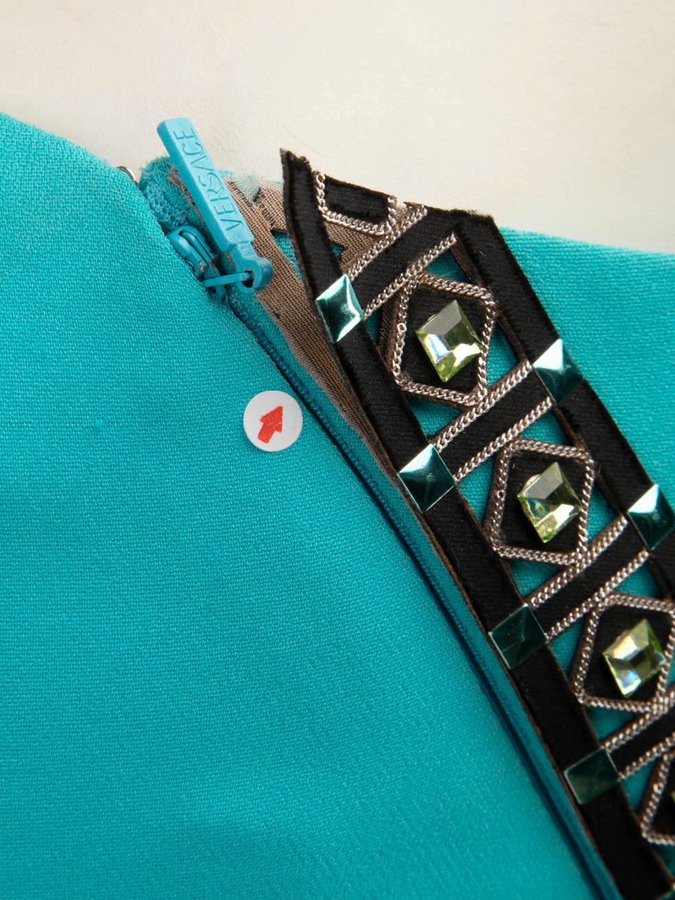 Versace Blue Crystal Embellished Maxi Dress Size XS For Sale 1