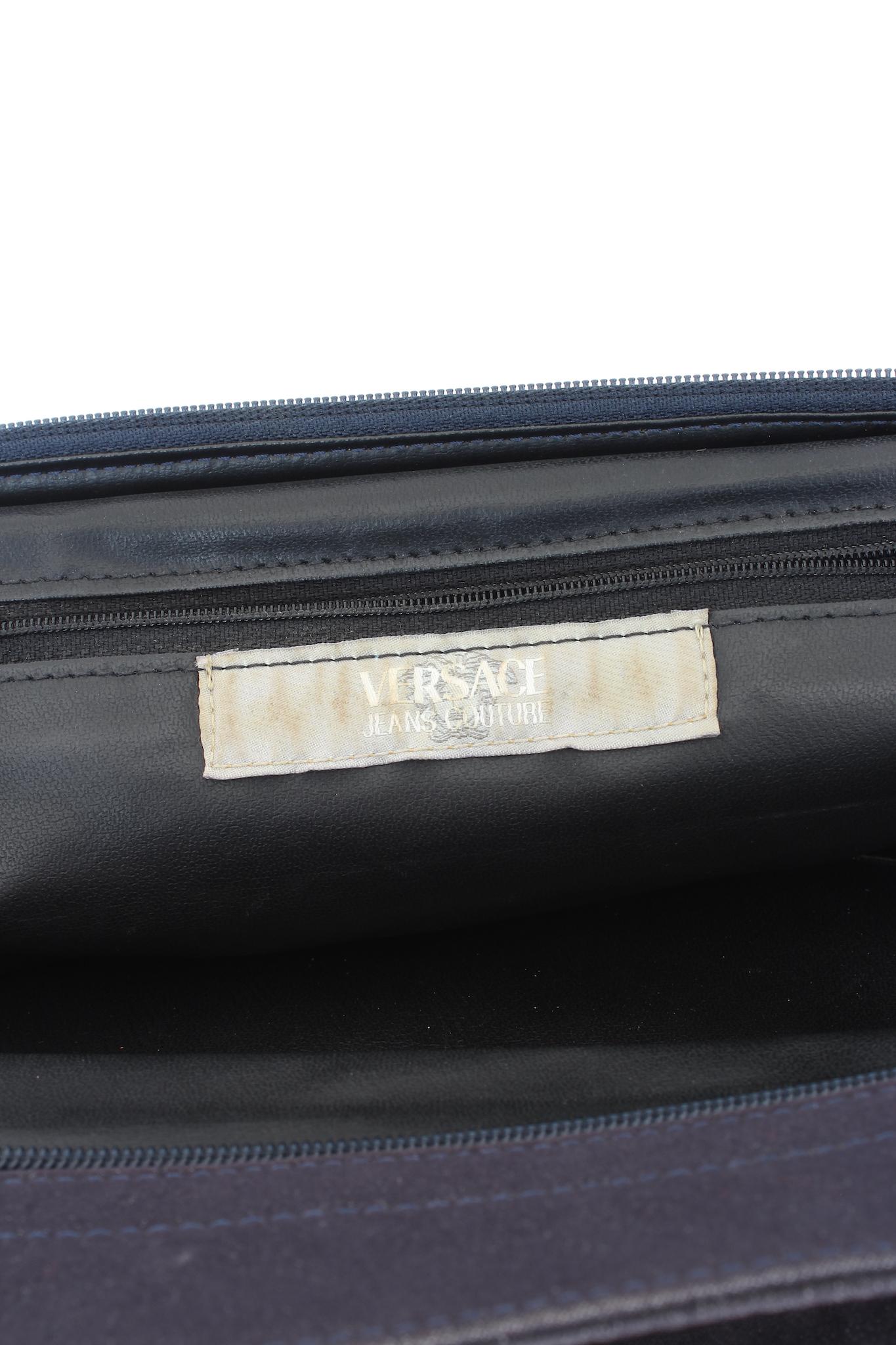 Versace Blue Denim Baguette Bag 2000s For Sale 3