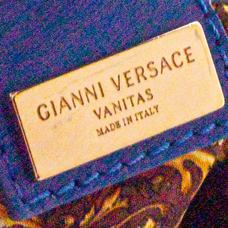 Versace Blue Embossed Leather Talia Vanitas Shoulder Bag For Sale at 1stDibs