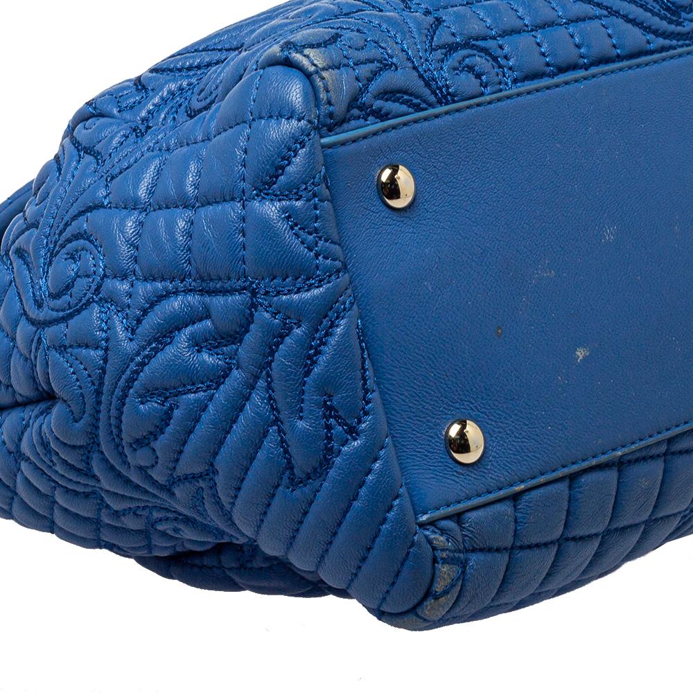 Versace Blue Embossed Leather Talia Vanitas Shoulder Bag 5