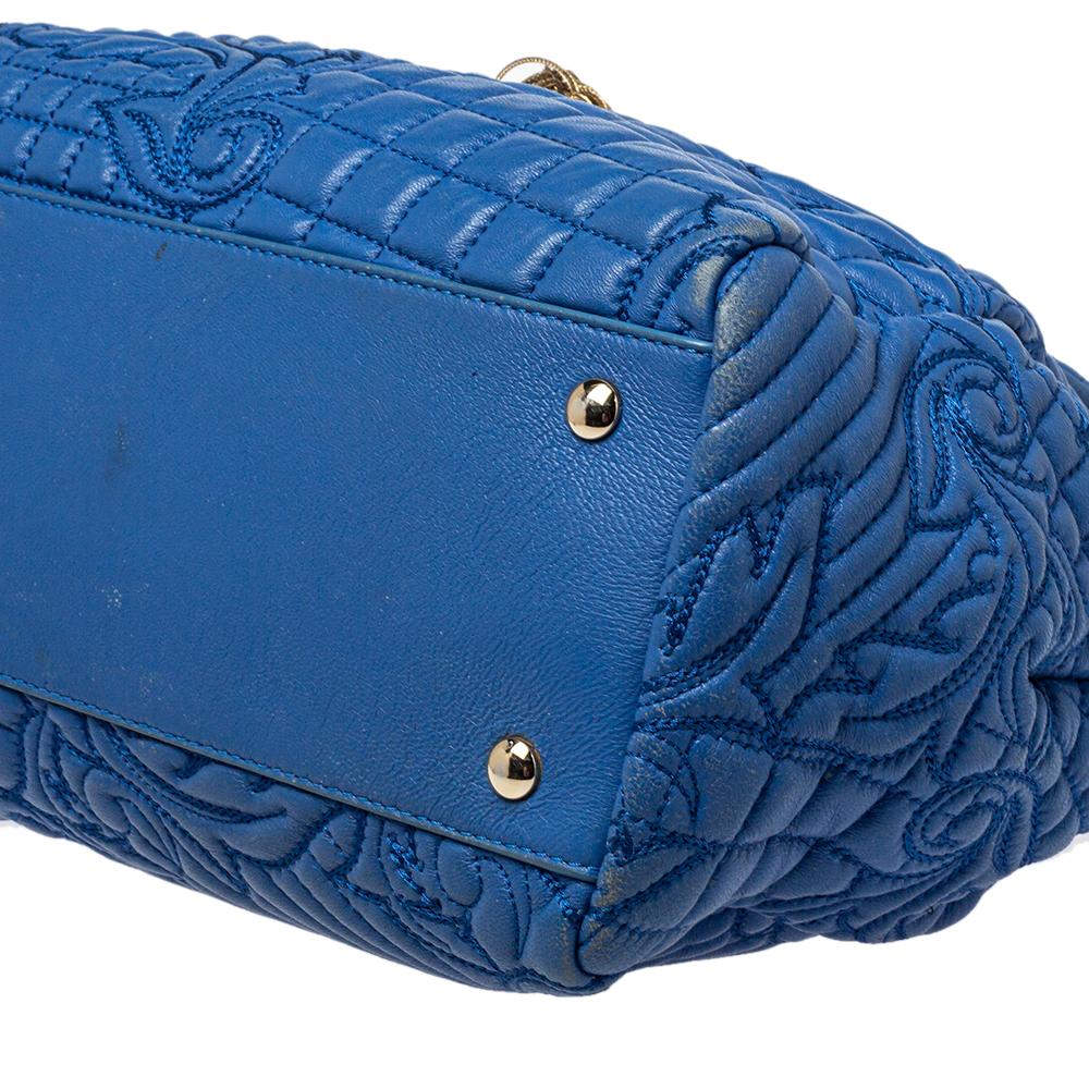 Versace Blue Embossed Leather Talia Vanitas Shoulder Bag 6