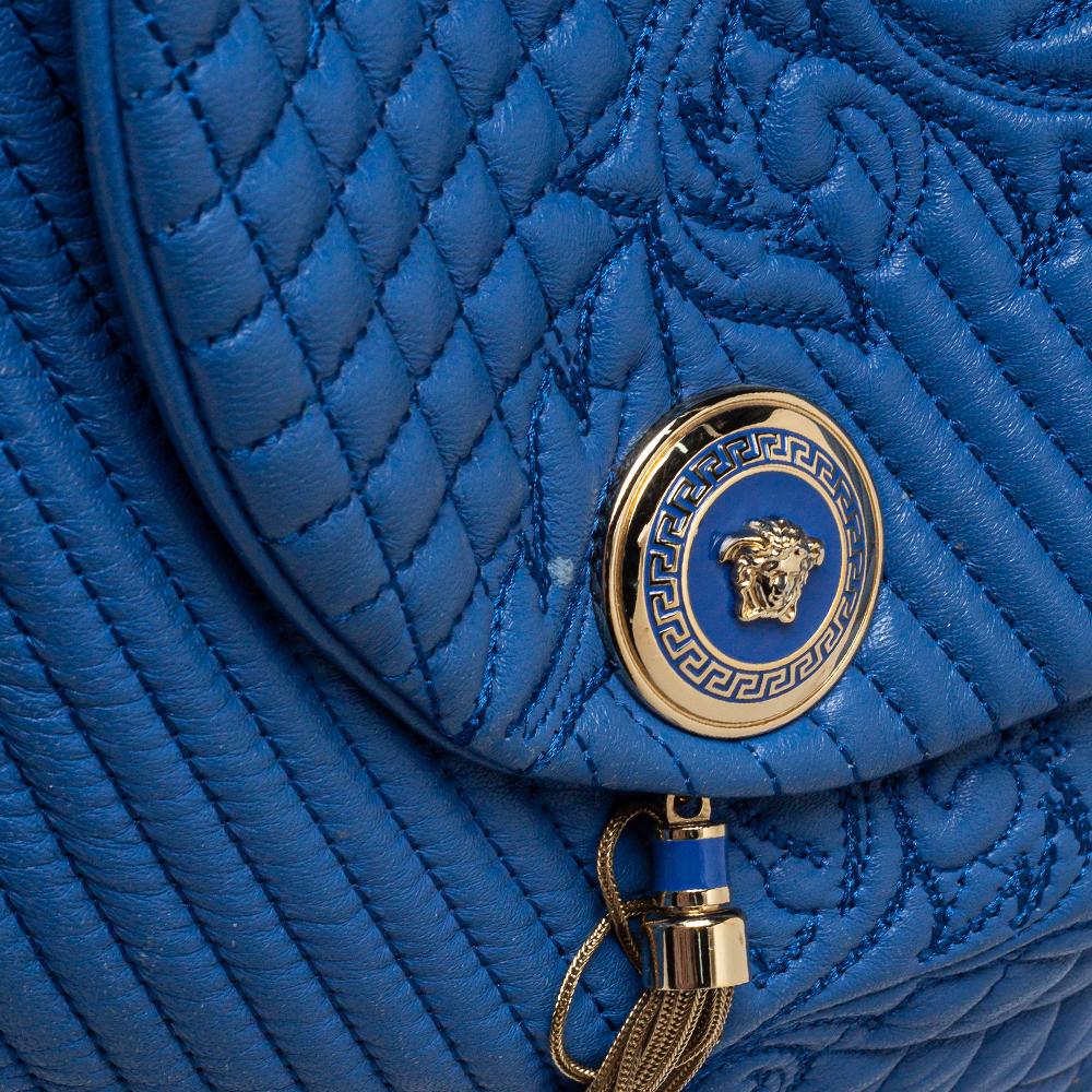 Versace Blue Embossed Leather Talia Vanitas Shoulder Bag 7