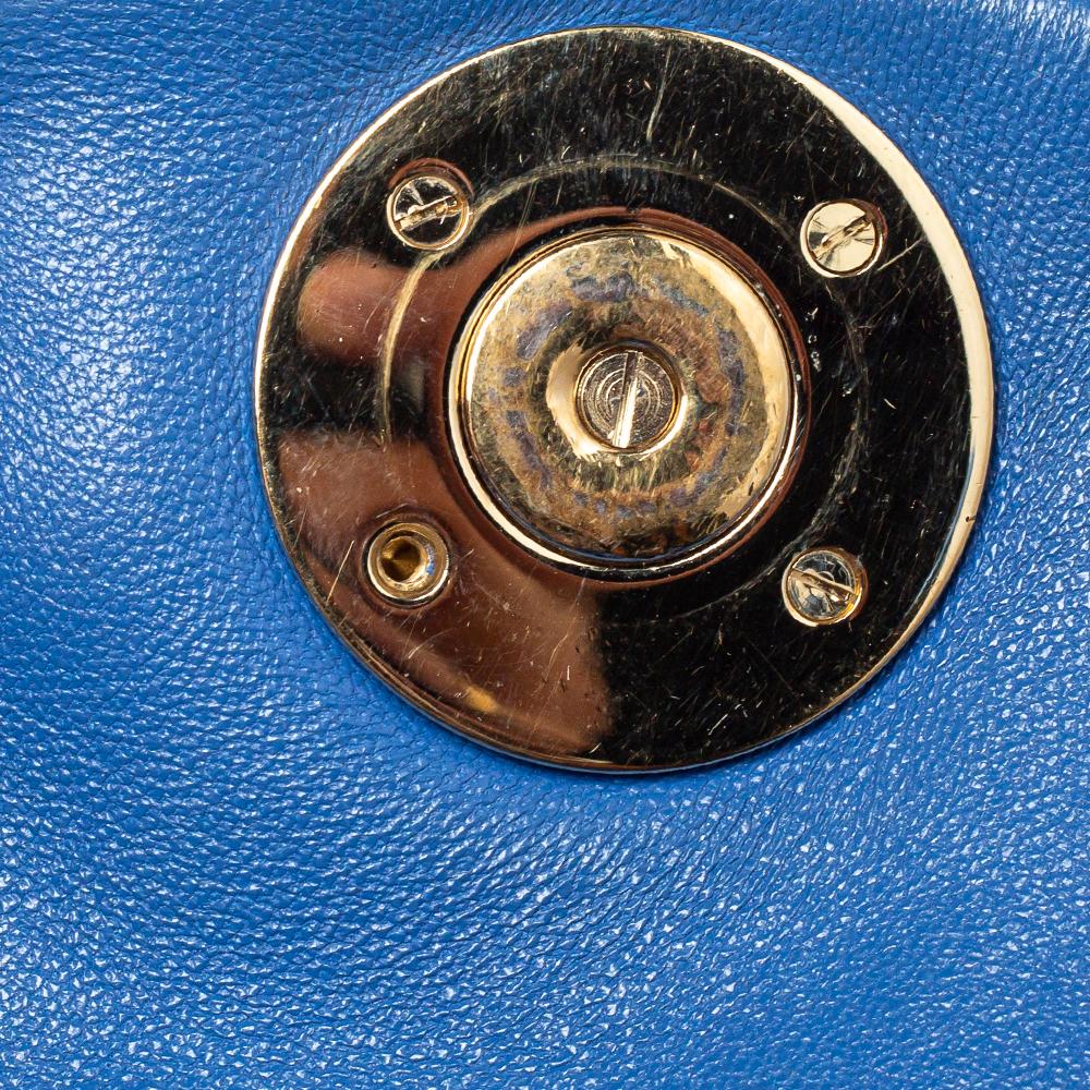 Versace Blue Embossed Leather Talia Vanitas Shoulder Bag In Fair Condition In Dubai, Al Qouz 2