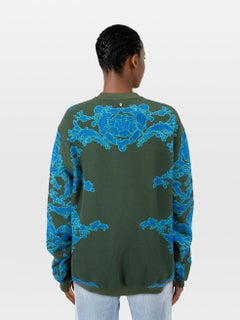 Blauer geblümter Strickpullover von Versace Größe M