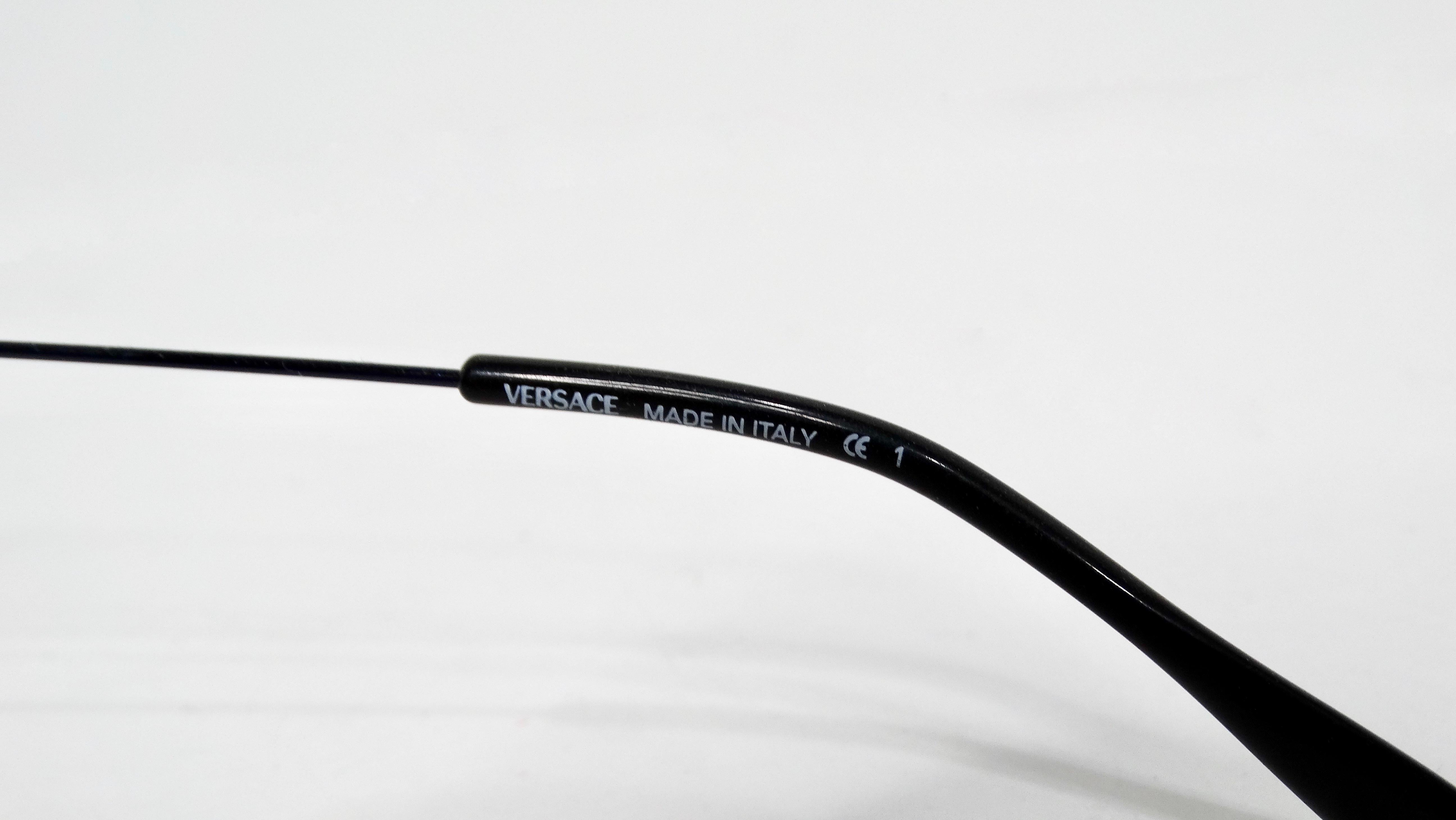 Versace Blue Frameless Aviator Sunglasses circa 1990s For Sale 4