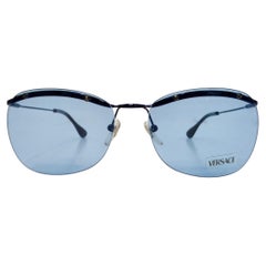 Gafas de sol de aviador sin montura azules Versace circa años 90