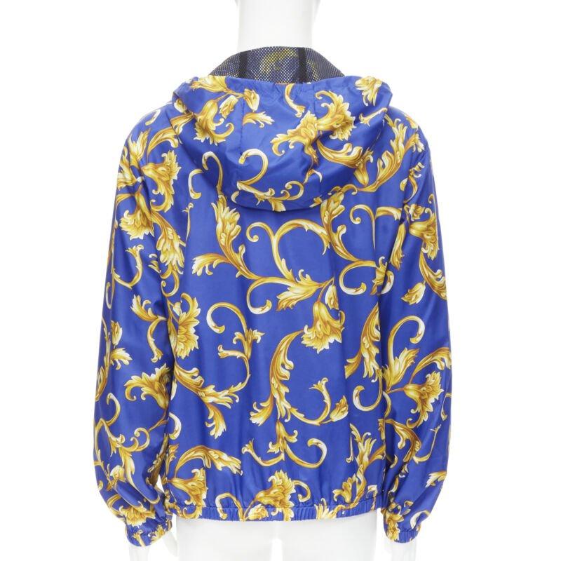 VERSACE bleu or Barocco by Versace veste coupe-vent en nylon imprimé IT52 XL 1
