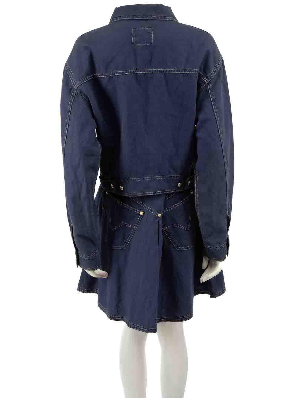 Versace Blue Jacket & Skirt Matching Set Size L In Good Condition For Sale In London, GB