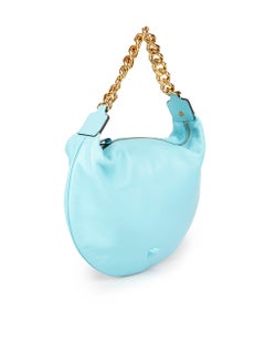 Versace Blue La Medusa Chain Hobo Shoulder Bag